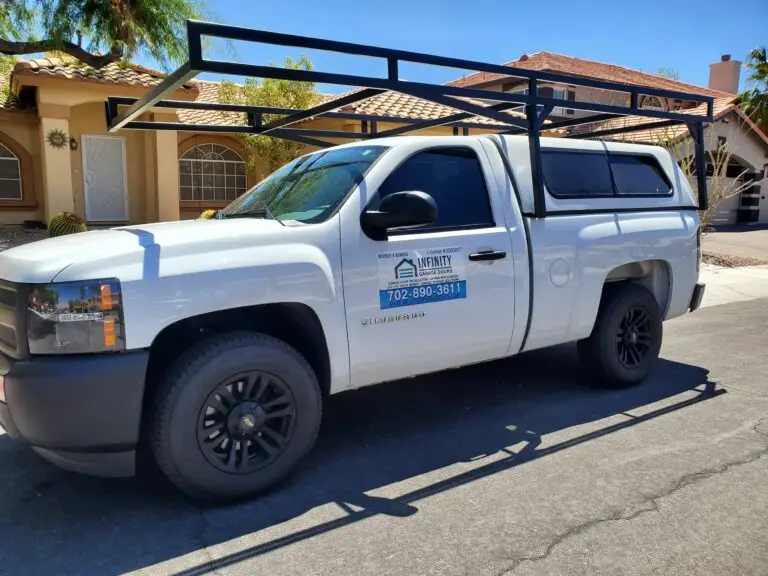 Infinity Garage Door service van in a Las Vegas neighborhood