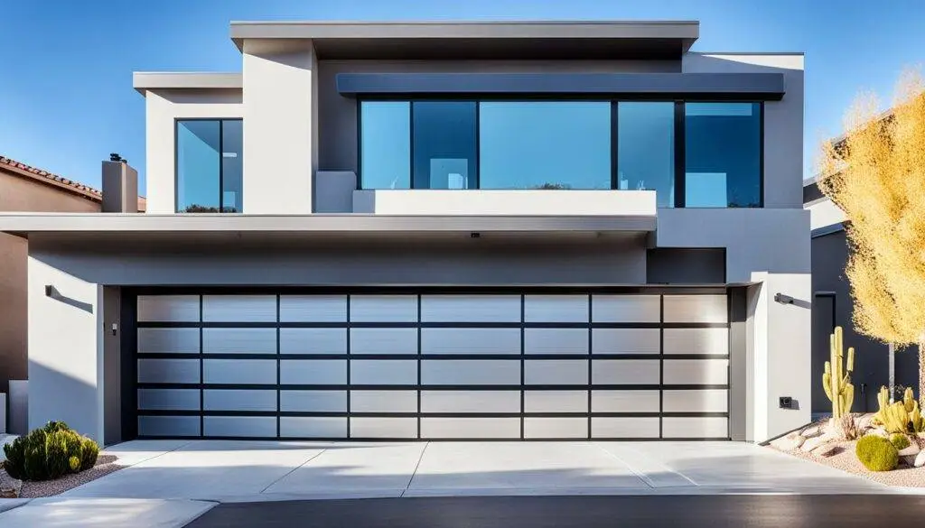 Modern house with modern garage door