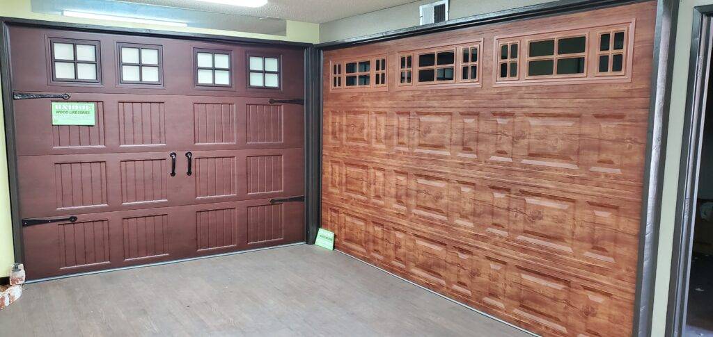 Wood like garage doors