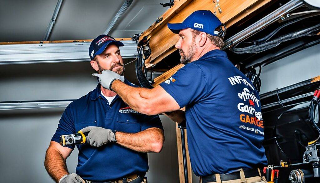 Professional garage door technicians of Infinity Garage Door at work