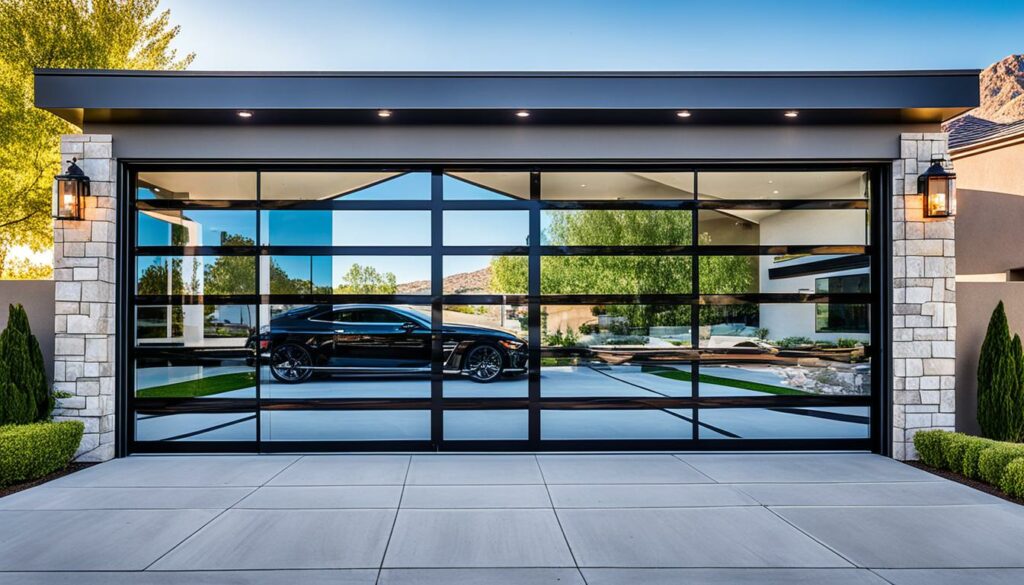Modern glass garage door installation Henderson