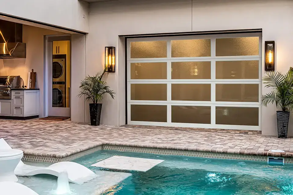 Clopay glass garage door (Infinity Garage Door is an authorized dealer)