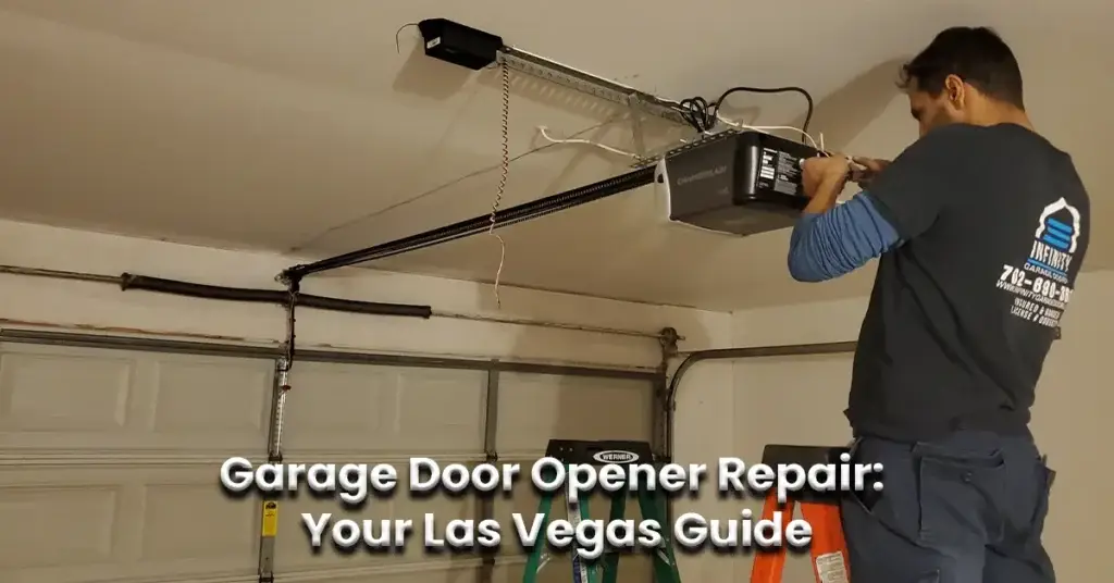 Infinity Garage Door technician performing garage door opener repair in Las Vegas.